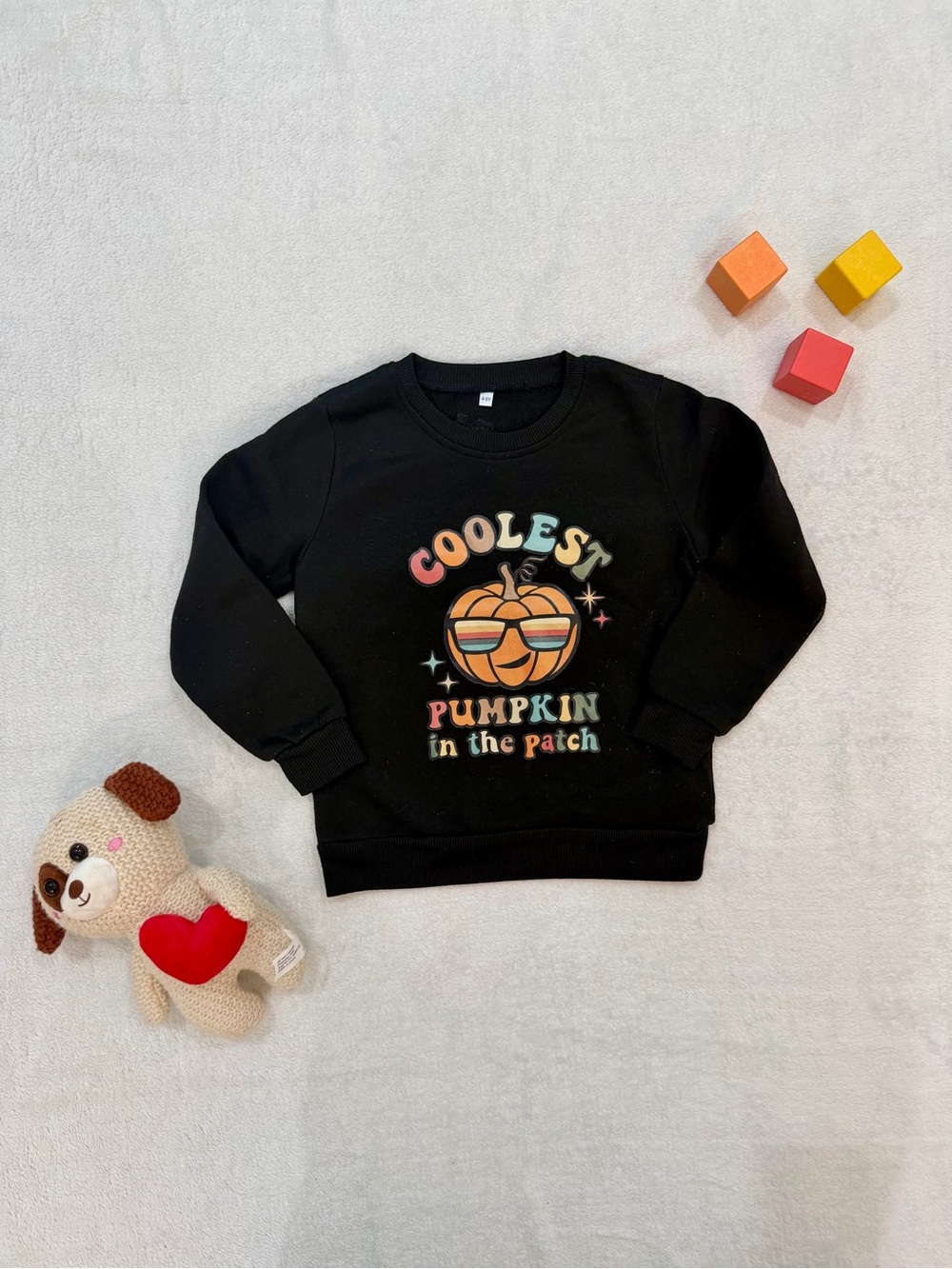Kids' Coolest Pumpkin Black Crewneck Sweatshirt